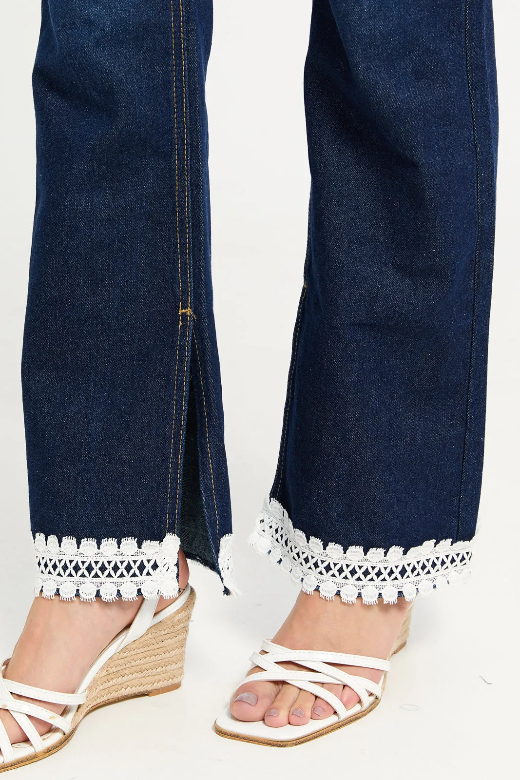 Women Navy Denim With Embroidered Detailing Jeans sold by Redtag product image thumbnail 5