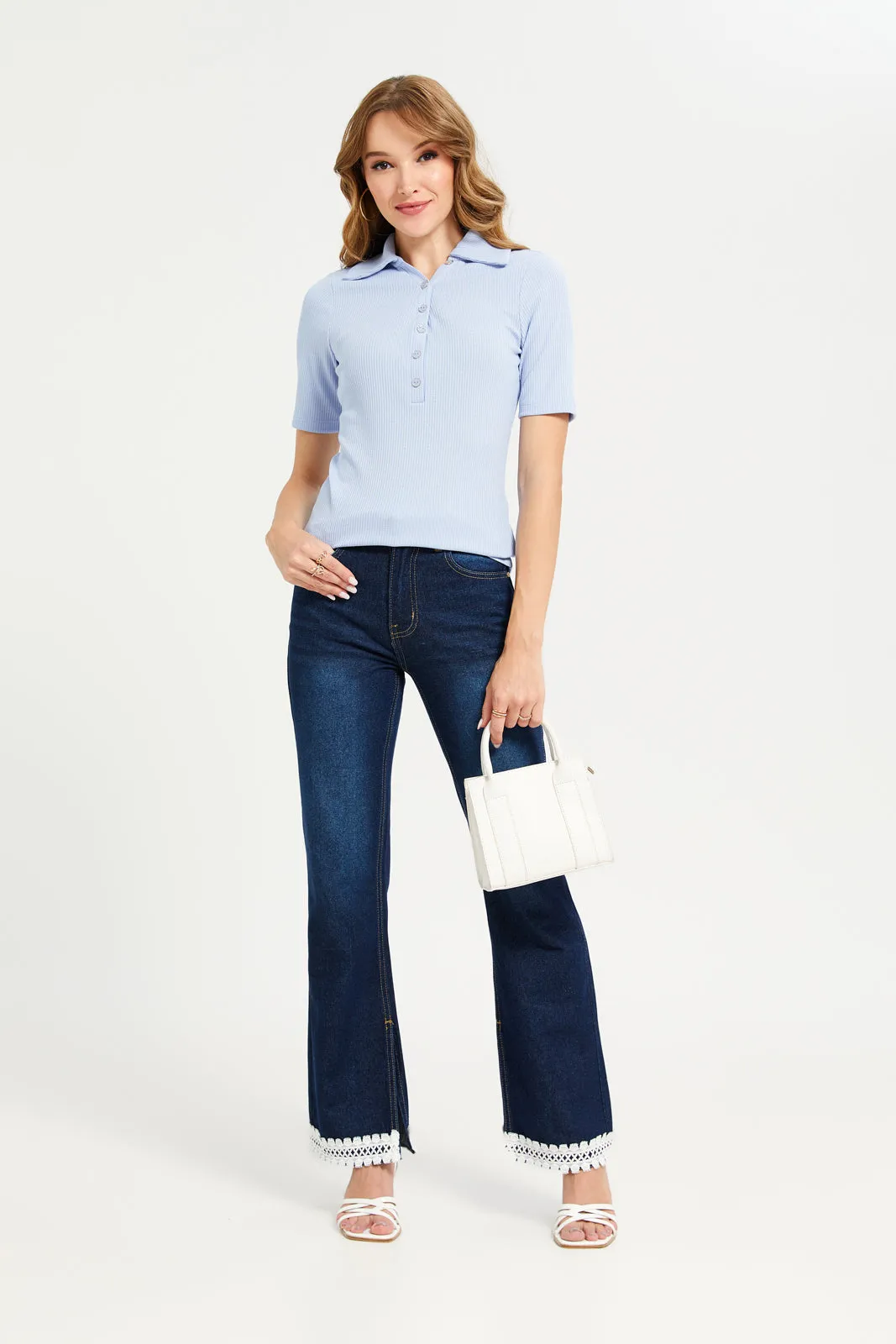 Women Navy Denim With Embroidered Detailing Jeans sold by Redtag product image thumbnail 2
