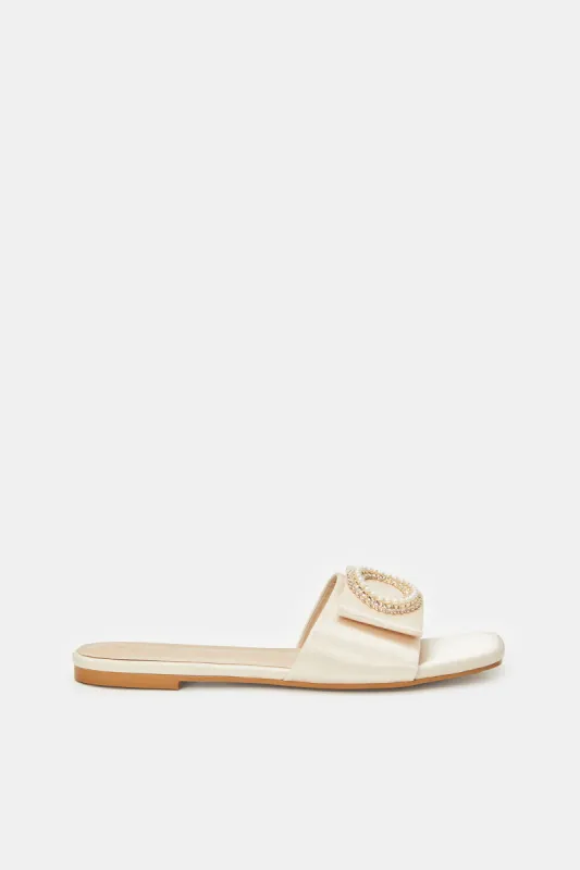 Women Ivory Satin Sandals sold by Redtag