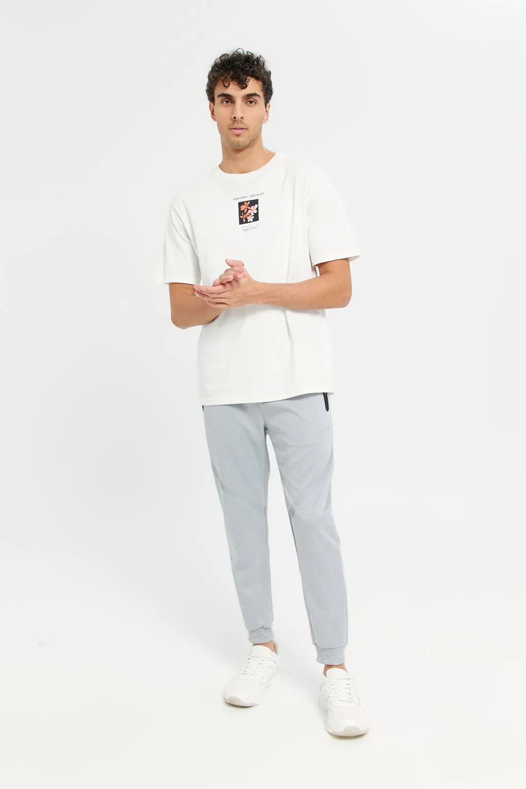 Men Grey Slim Fit Active Pants sold by Redtag product image thumbnail 2