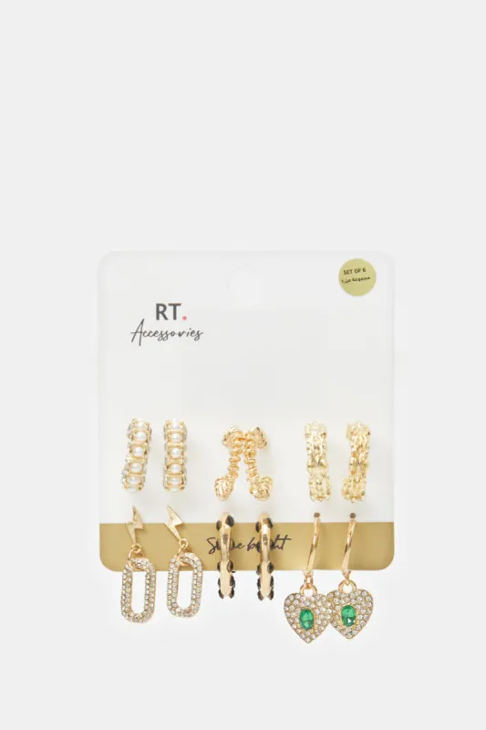 Women Assorted Embellished Earrings Set (6 Pairs) sold by Redtag