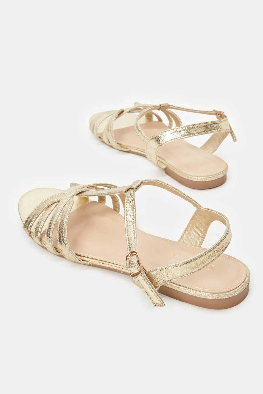 Women Gold T Bar Sandal sold by Redtag product image thumbnail 4