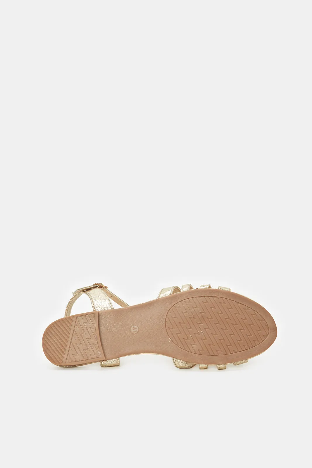 Women Gold T Bar Sandal sold by Redtag product image thumbnail 5