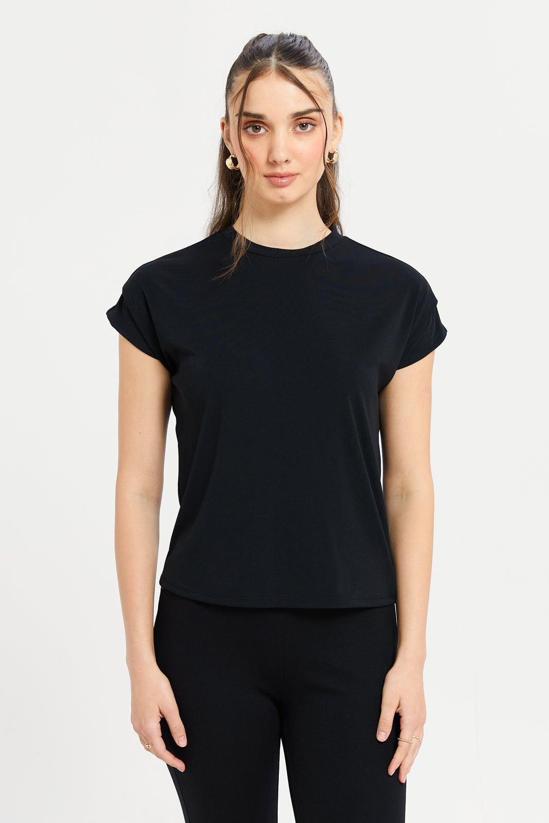Women Black Basic T-Shirt sold by Redtag