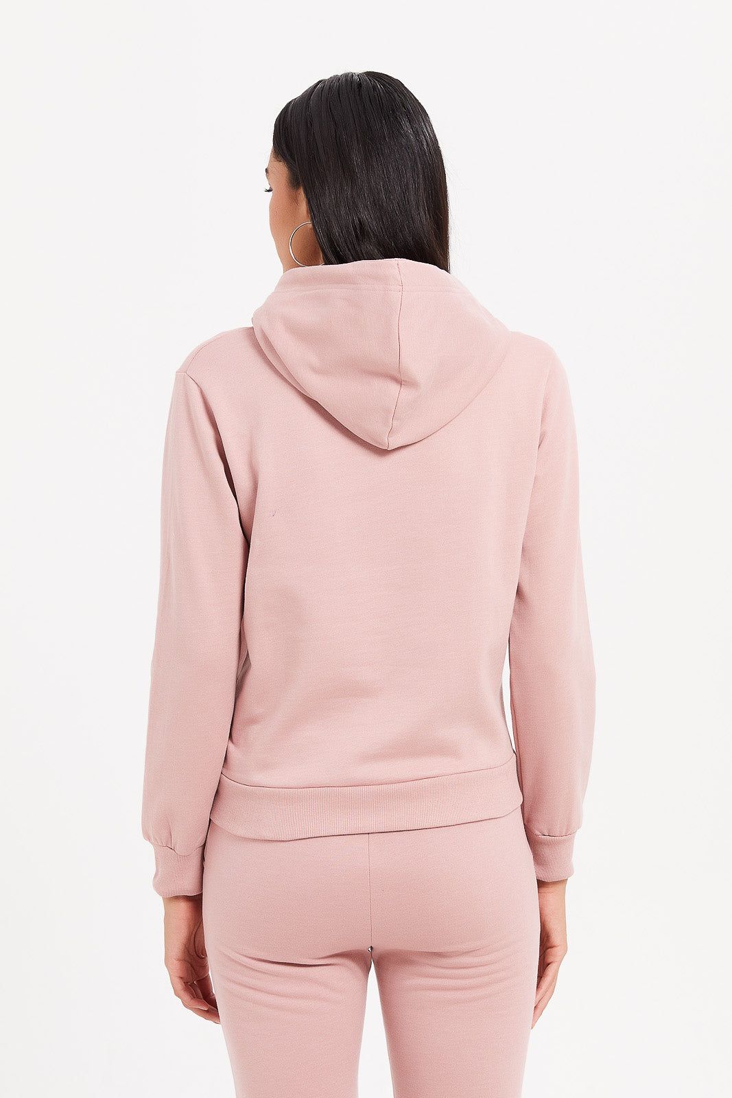 Women Pink Plain Zip Through Hoodie sold by Redtag product image thumbnail 3