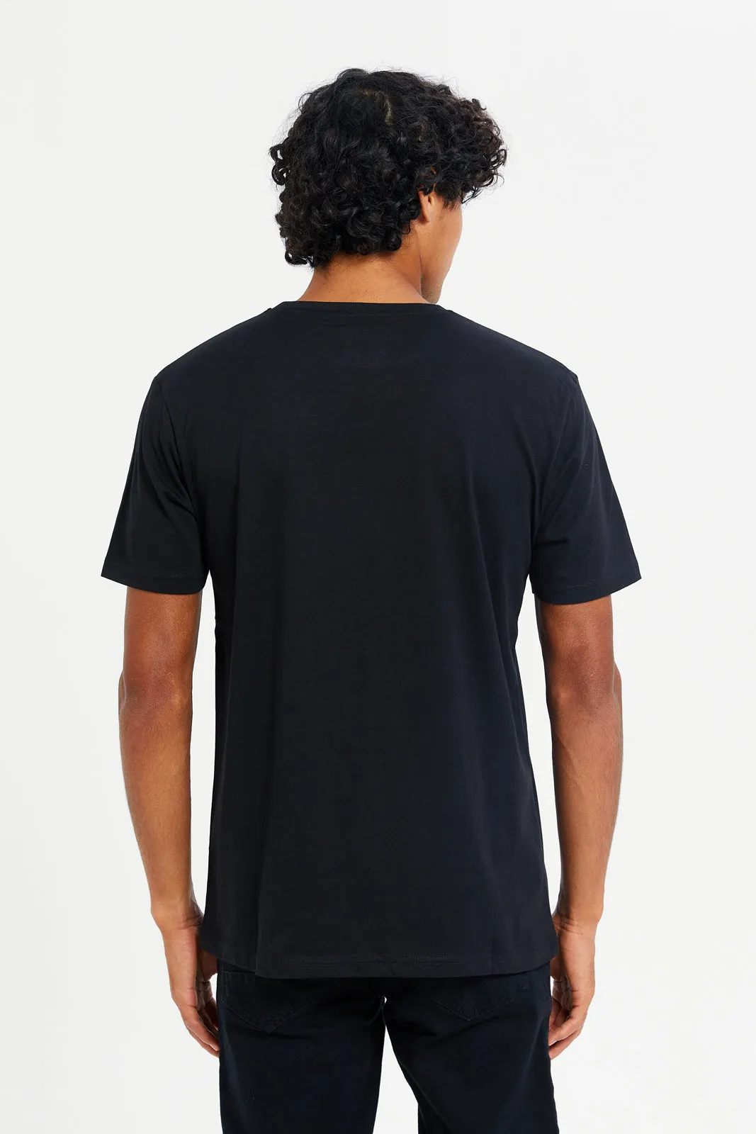 Men Black Graphic T-Shirt sold by Redtag product image thumbnail 3