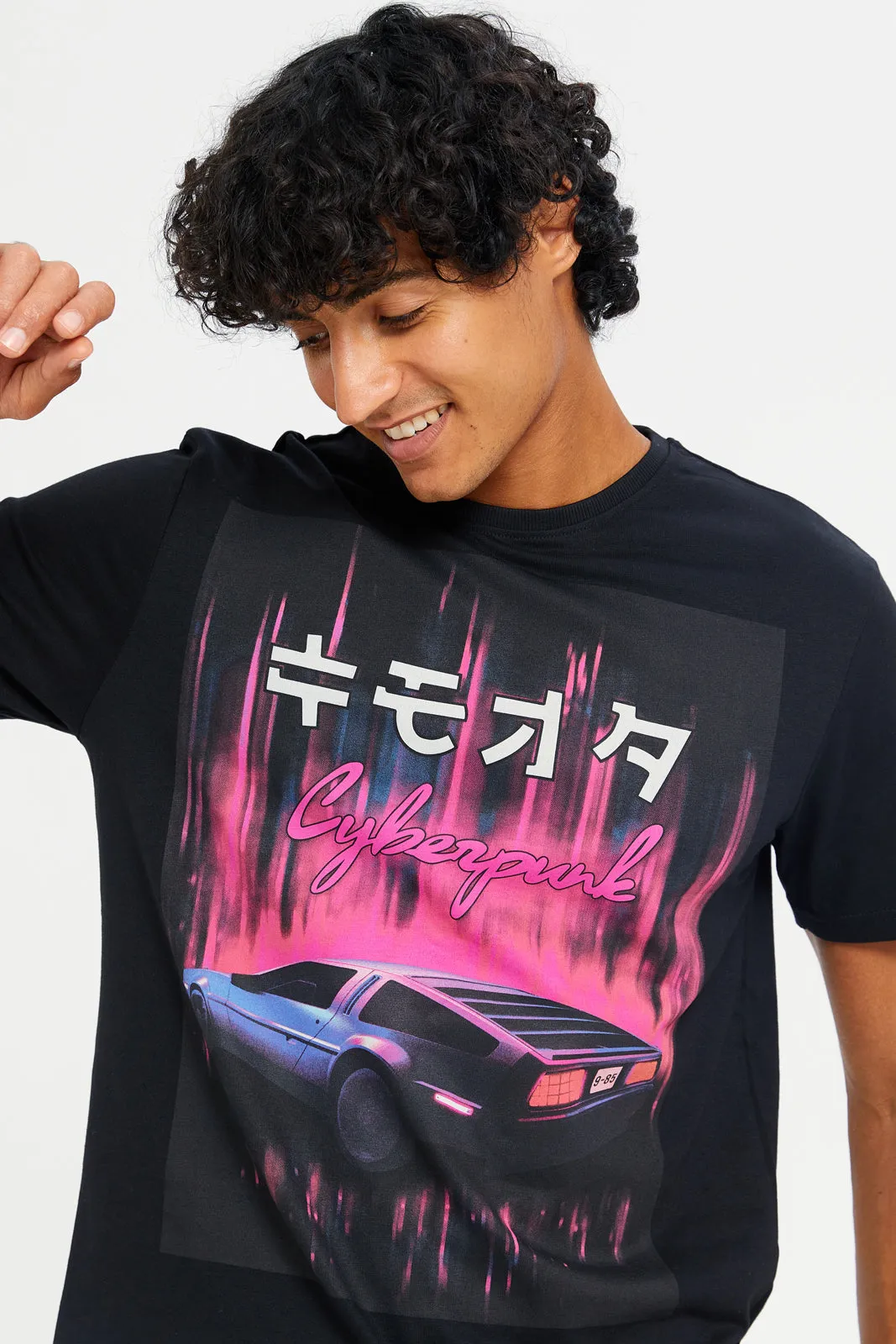 Men Black Graphic T-Shirt sold by Redtag product image thumbnail 4