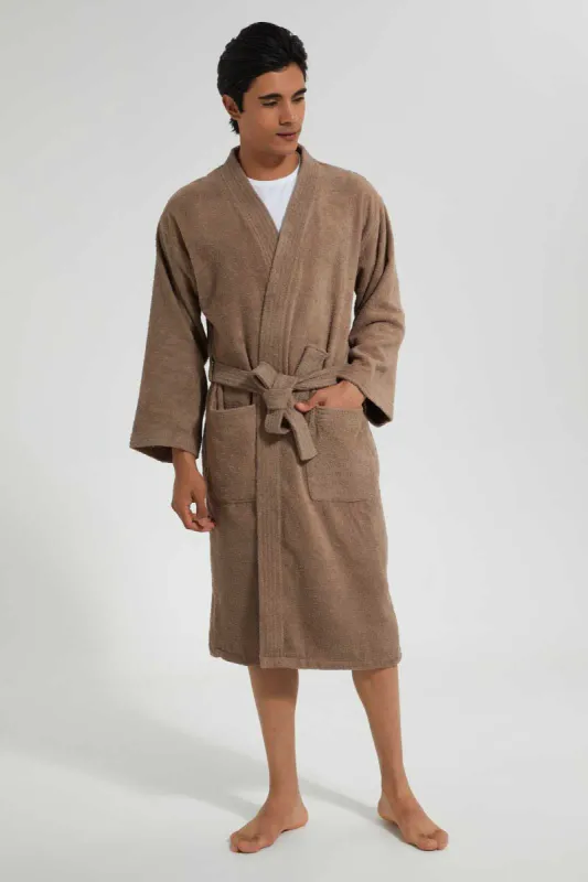 Taupe Kimono Bathrobe sold by Redtag