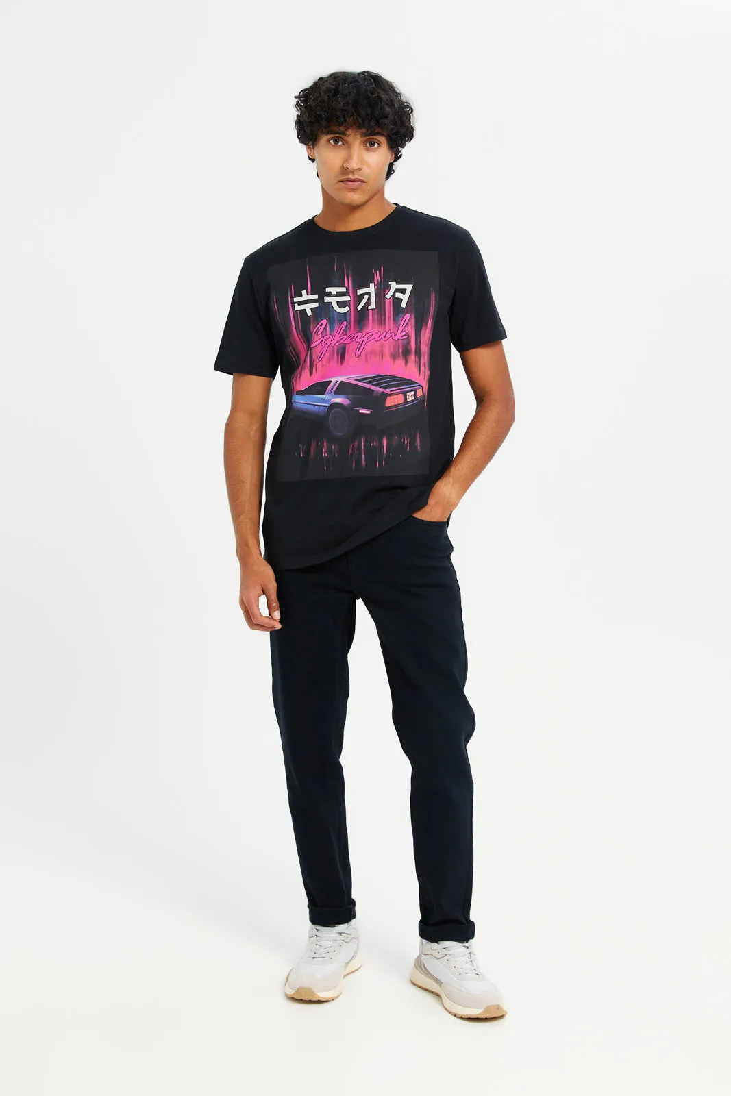Men Black Graphic T-Shirt sold by Redtag product image thumbnail 2