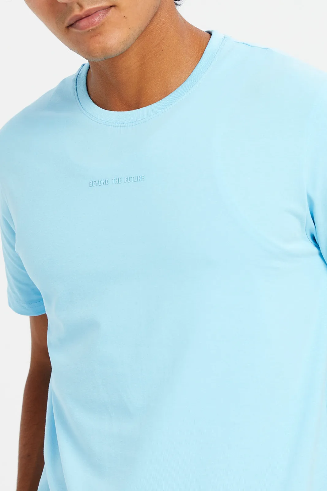 Men Blue Cotton Elastane Round New T-Shirt sold by Redtag product image thumbnail 4