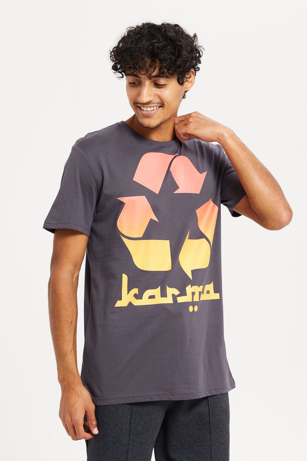 Men Charcoal Graphic T-Shirt sold by Redtag