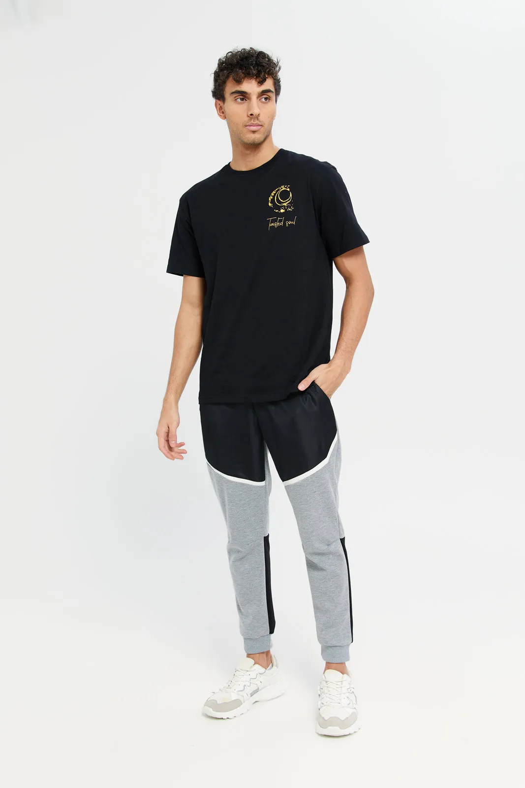 Men Black And Grey Side Pockets Active Pants sold by Redtag product image thumbnail 2