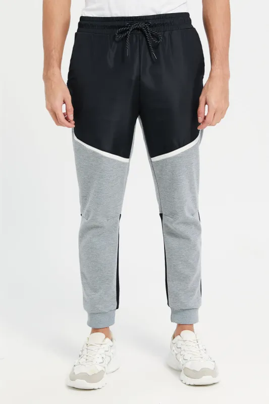 Men Black And Grey Side Pockets Active Pants sold by Redtag