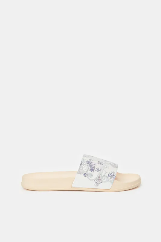 Women Pink Slide With Floral Print sold by Redtag