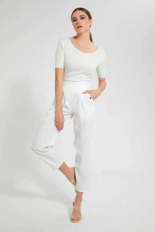 White Straight Fit Trouser sold by Redtag
