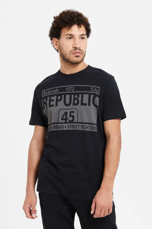 Men Black Graphic T-Shirt sold by Redtag