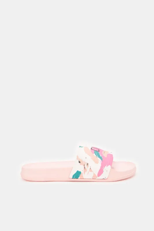 Women Pink Print Slides sold by Redtag