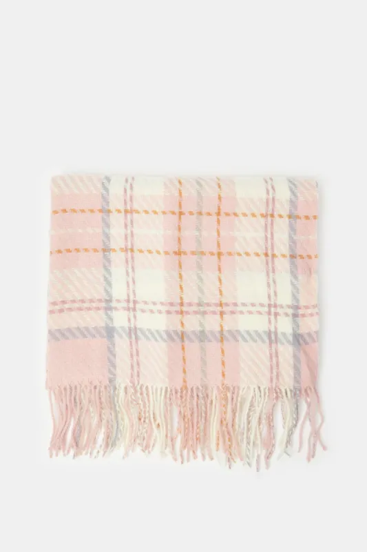 Women Pink Embellished Knitted Scarf sold by Redtag