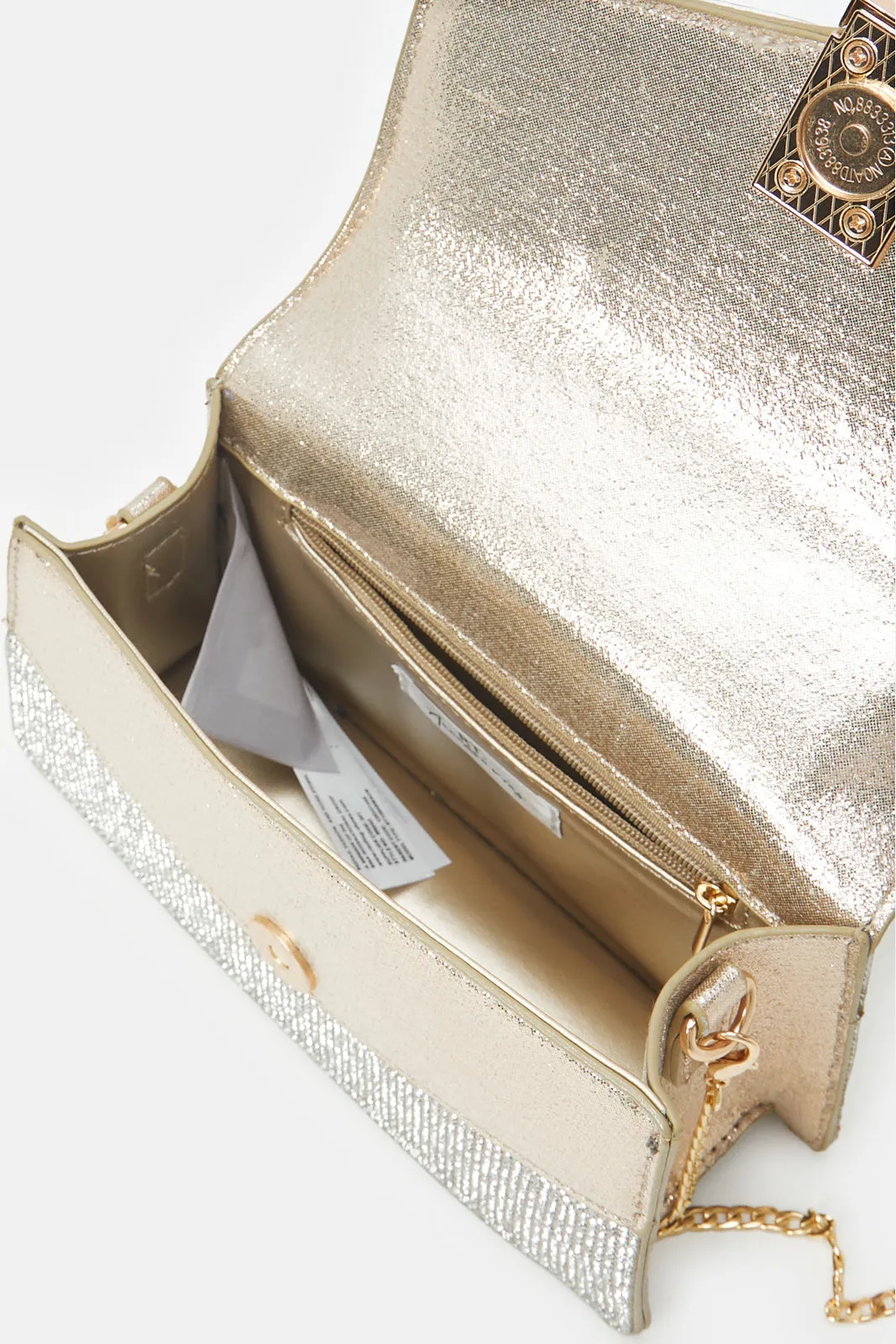 Women Gold Embellished Handle Evening Clutch sold by Redtag product image thumbnail 4
