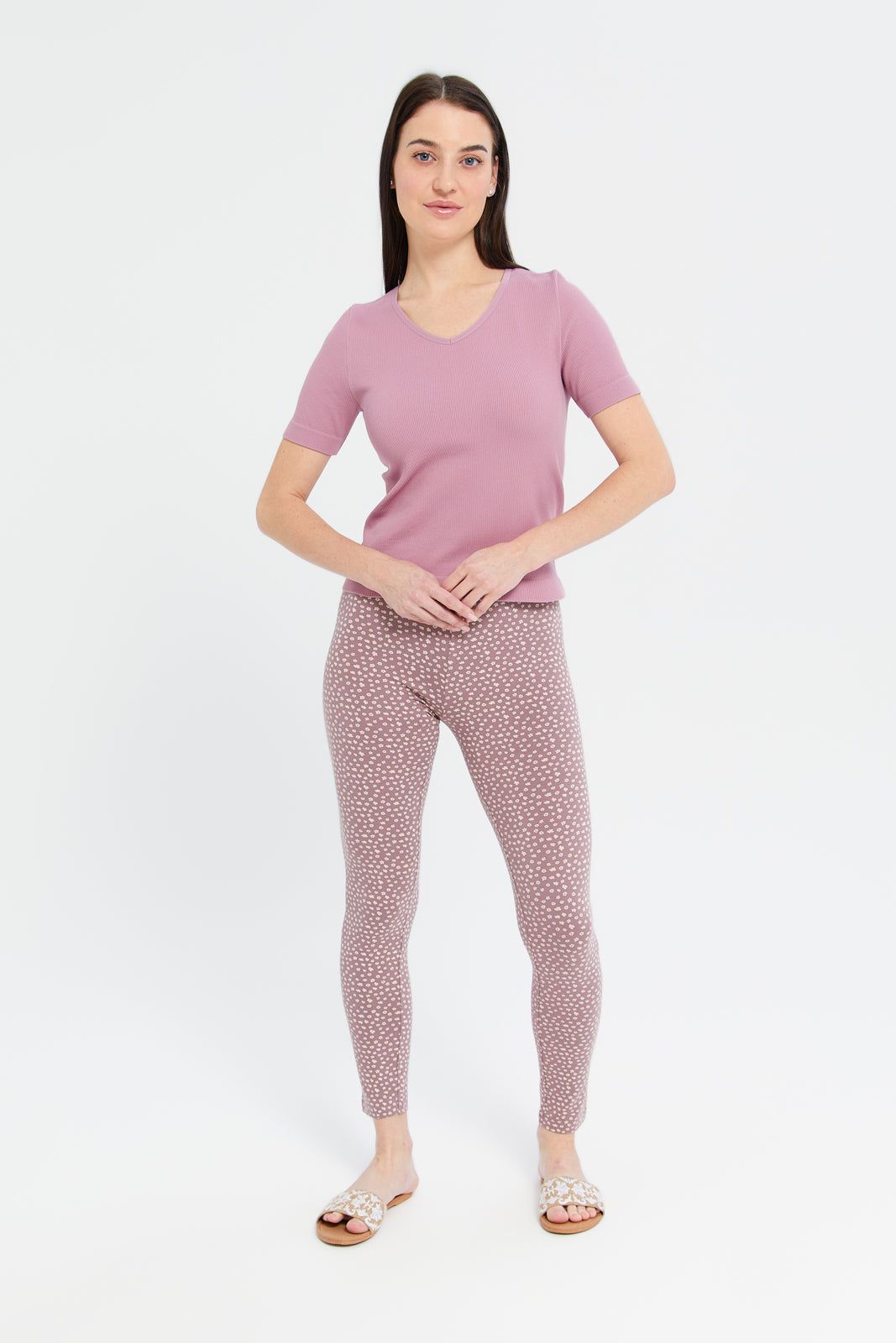 Women Mauve Printed Leggings sold by Redtag product image thumbnail 2