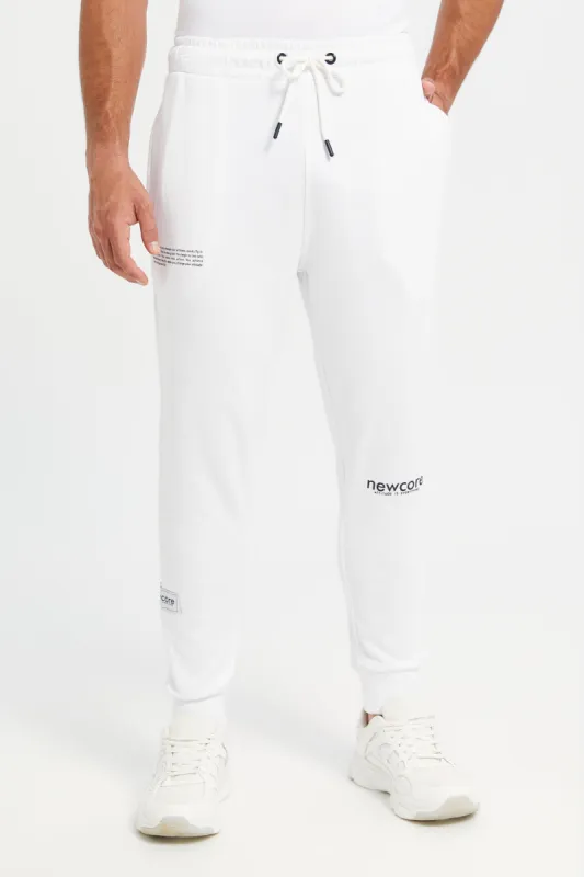 Men White Printed Active Pants sold by Redtag