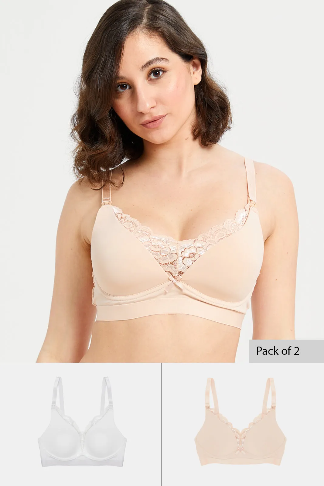 Women Pink And White Nursing Bra Set (Pack Of 2) sold by Redtag product image thumbnail 4