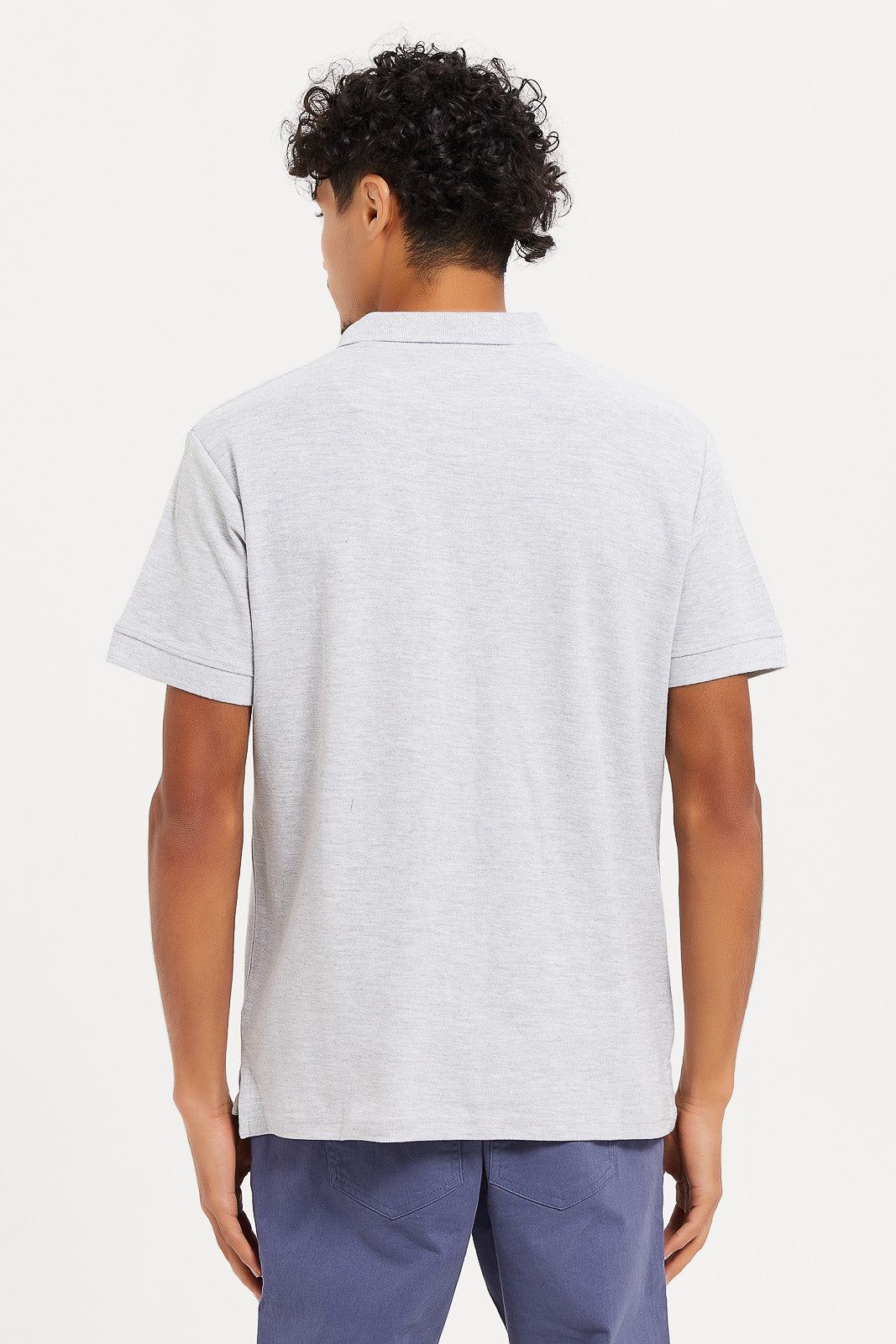 Men Grey Plain Polo Shirt sold by Redtag product image thumbnail 3