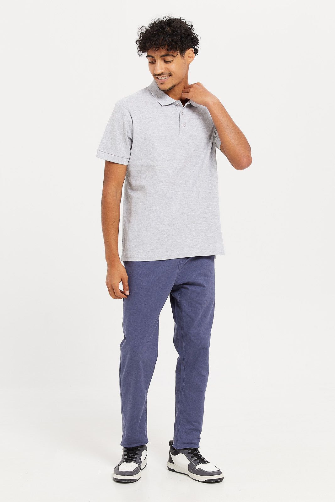 Men Grey Plain Polo Shirt sold by Redtag product image thumbnail 2