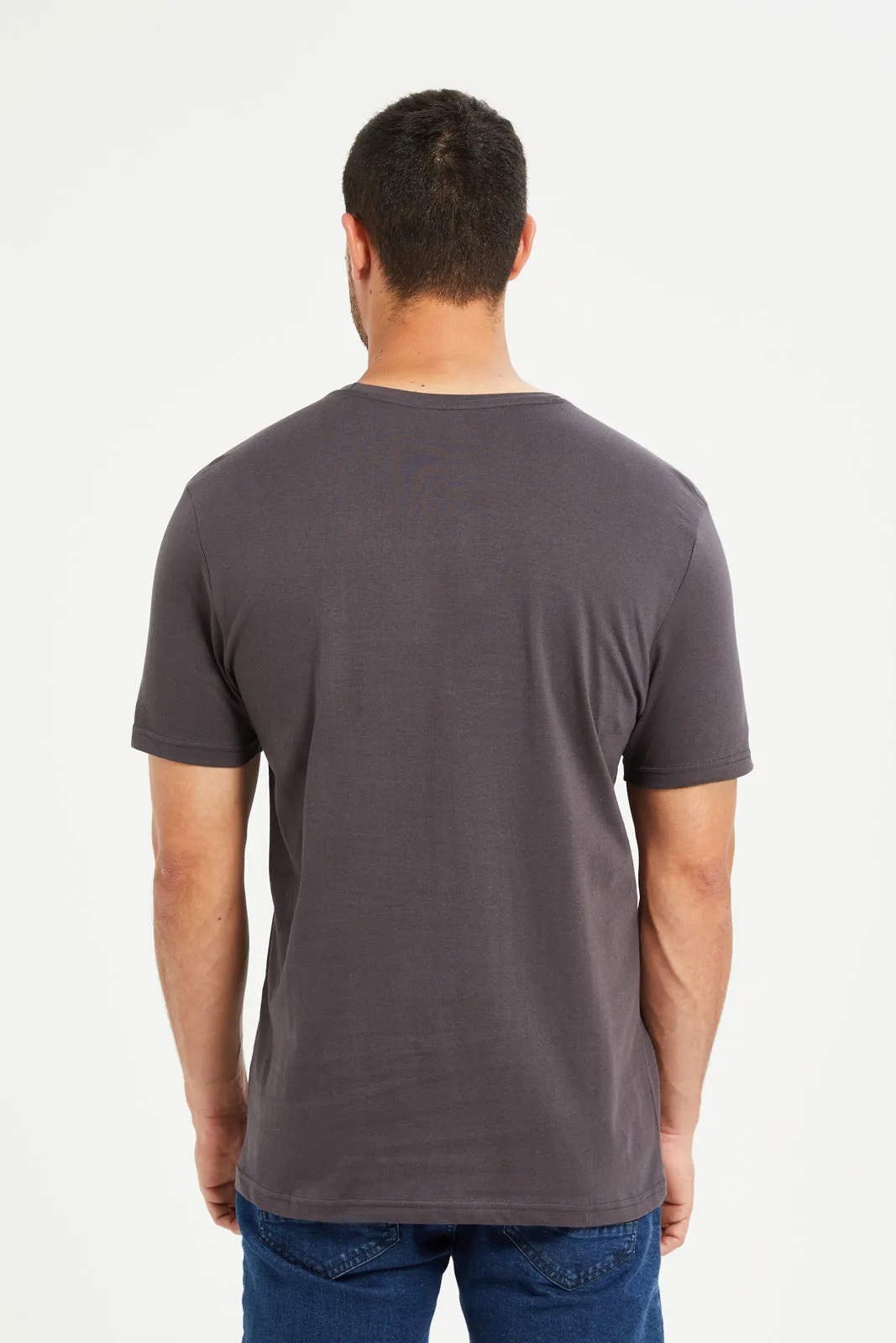 Men Grey Foil Print T-Shirt sold by Redtag product image thumbnail 3