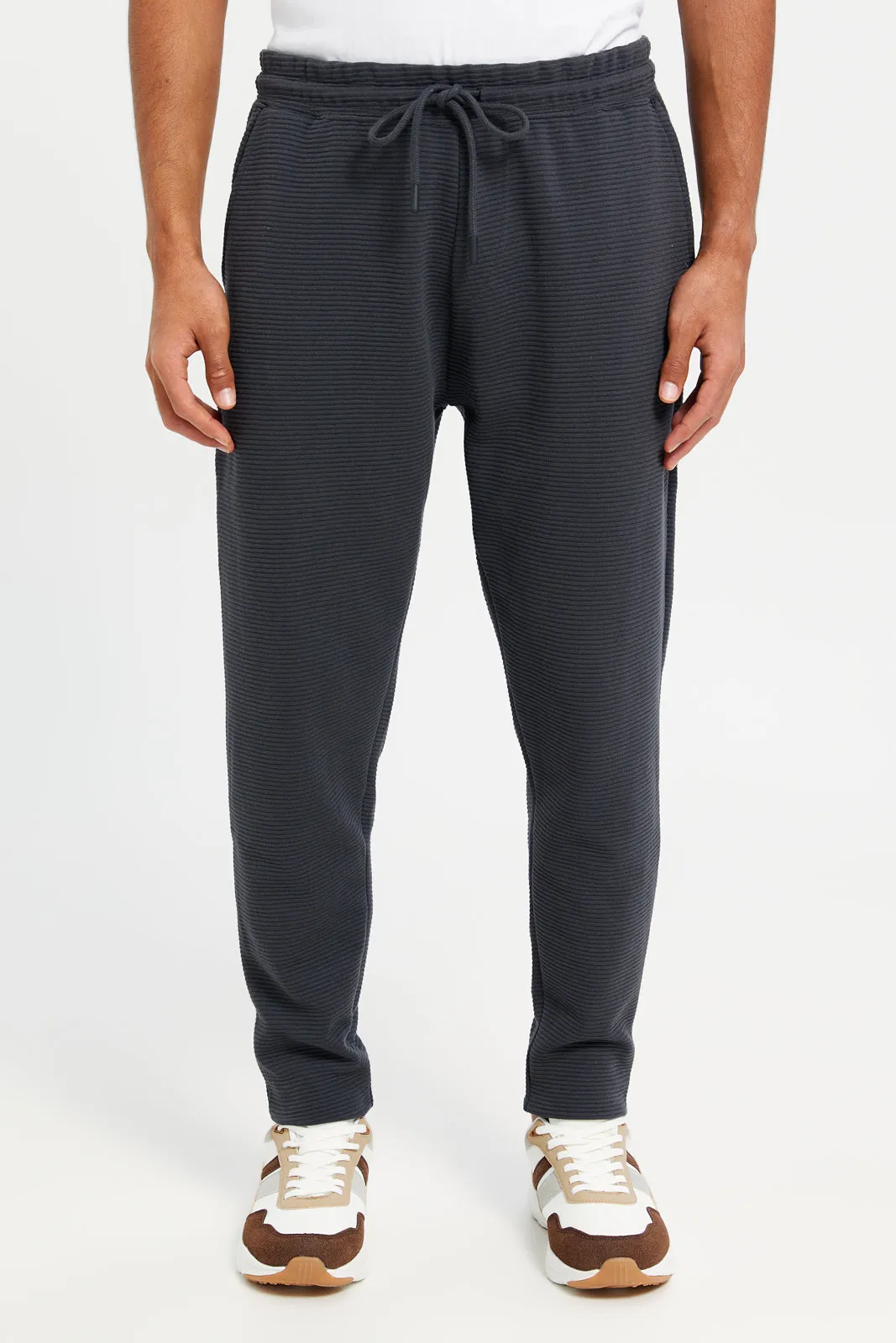 Men Charcoal Ribbed Jogger Pants sold by Redtag