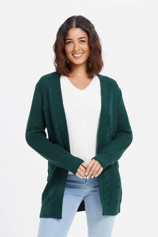 Women Green Knitted Cardigan sold by Redtag