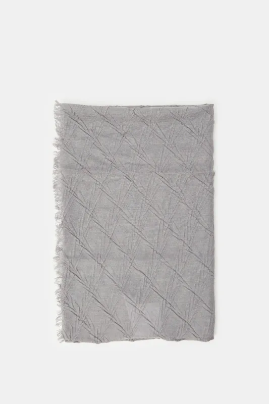 Women Grey Embellished Knitted Scarf sold by Redtag