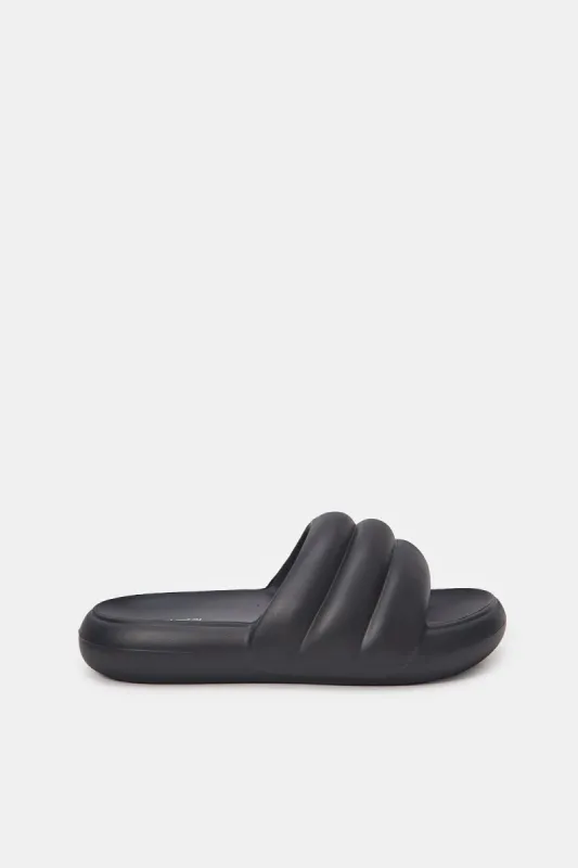 Women Black Molded Slide sold by Redtag