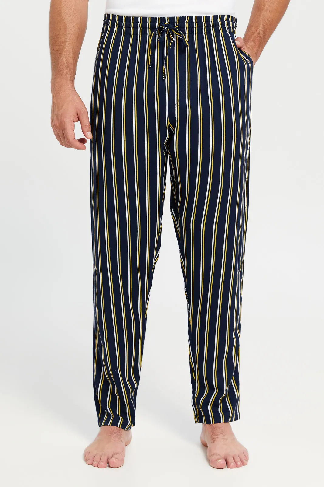 Men Navy Striped Pyjama Bottom sold by Redtag