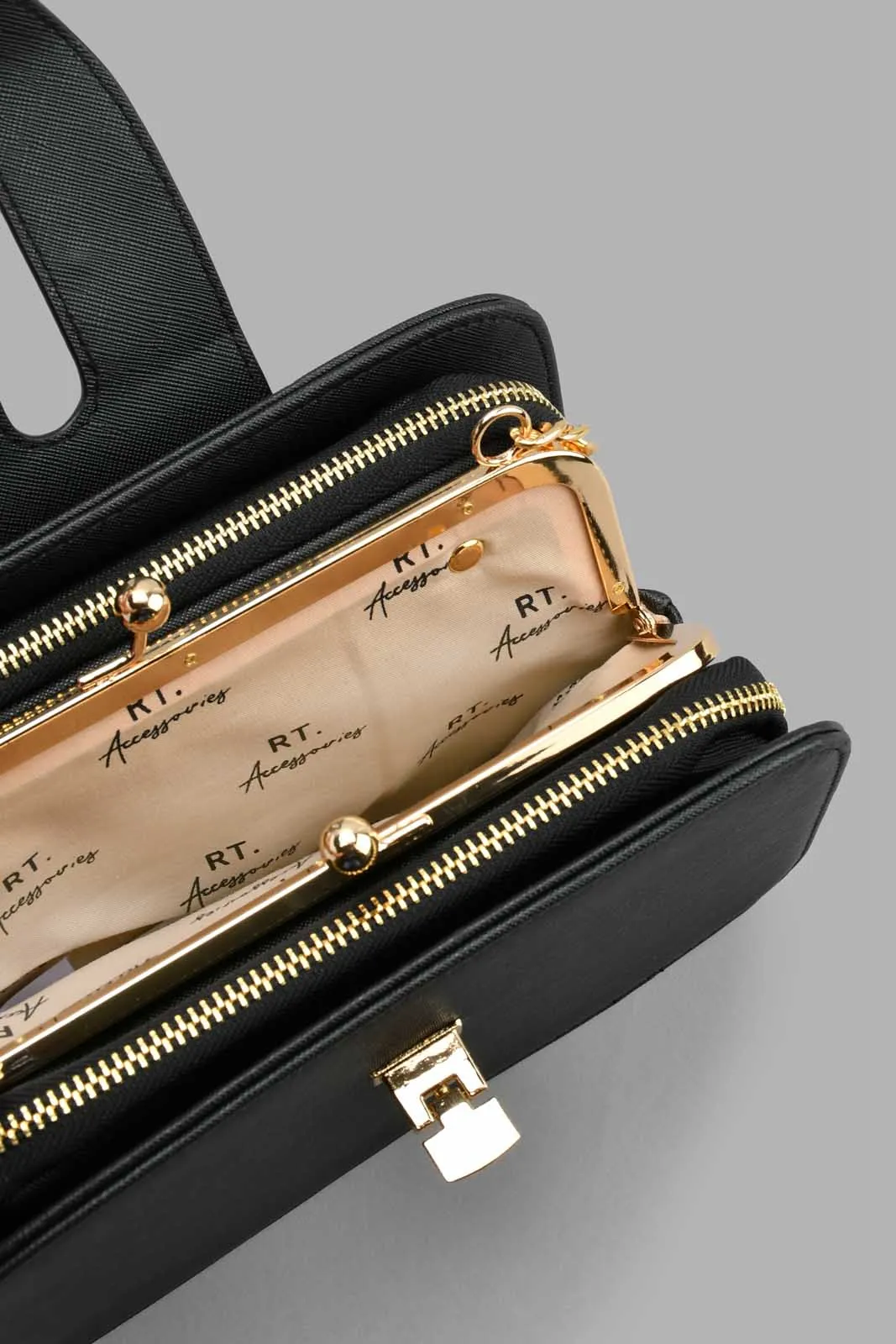 Black Textured Cross Body Bag sold by Redtag product image thumbnail 3