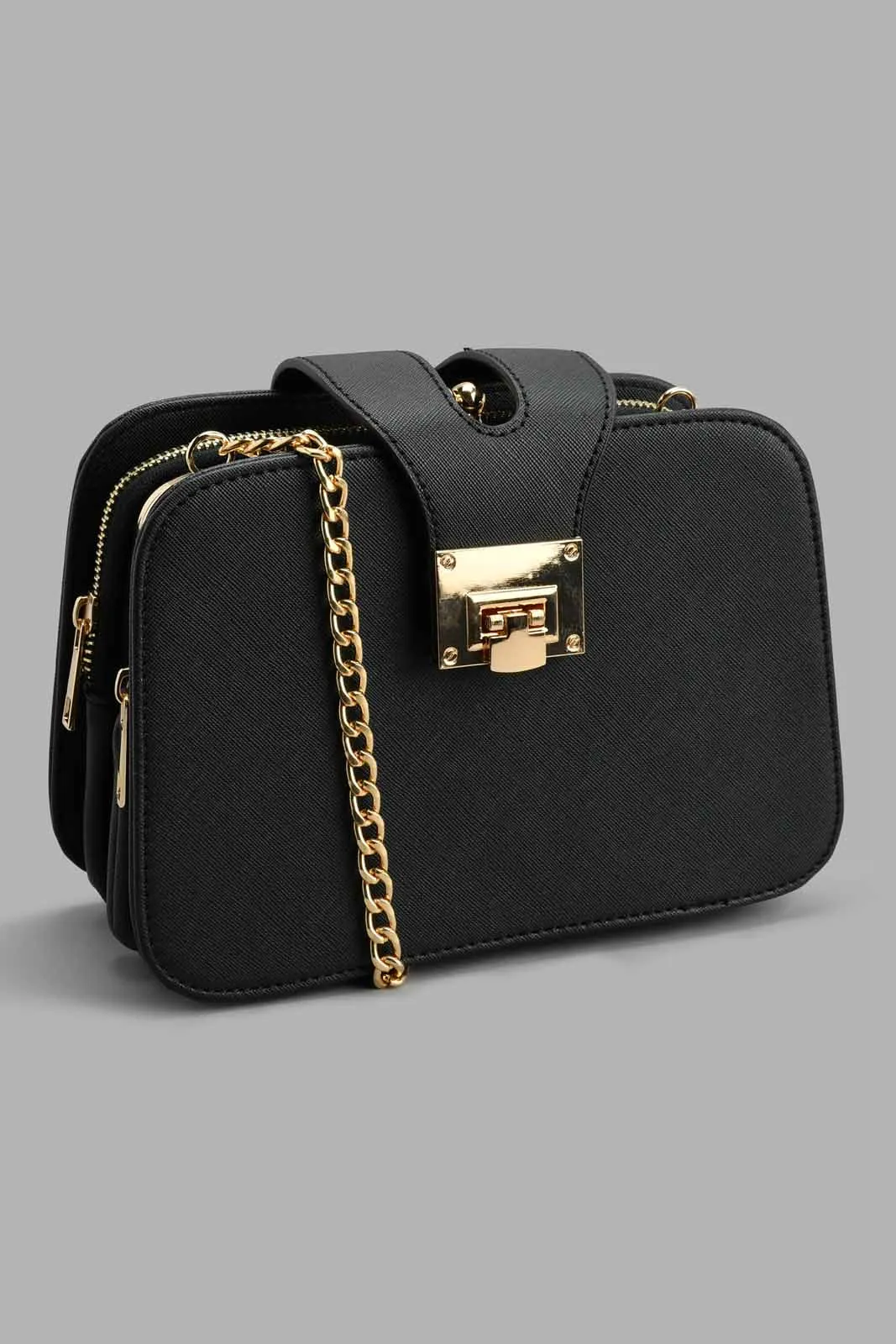 Black Textured Cross Body Bag sold by Redtag