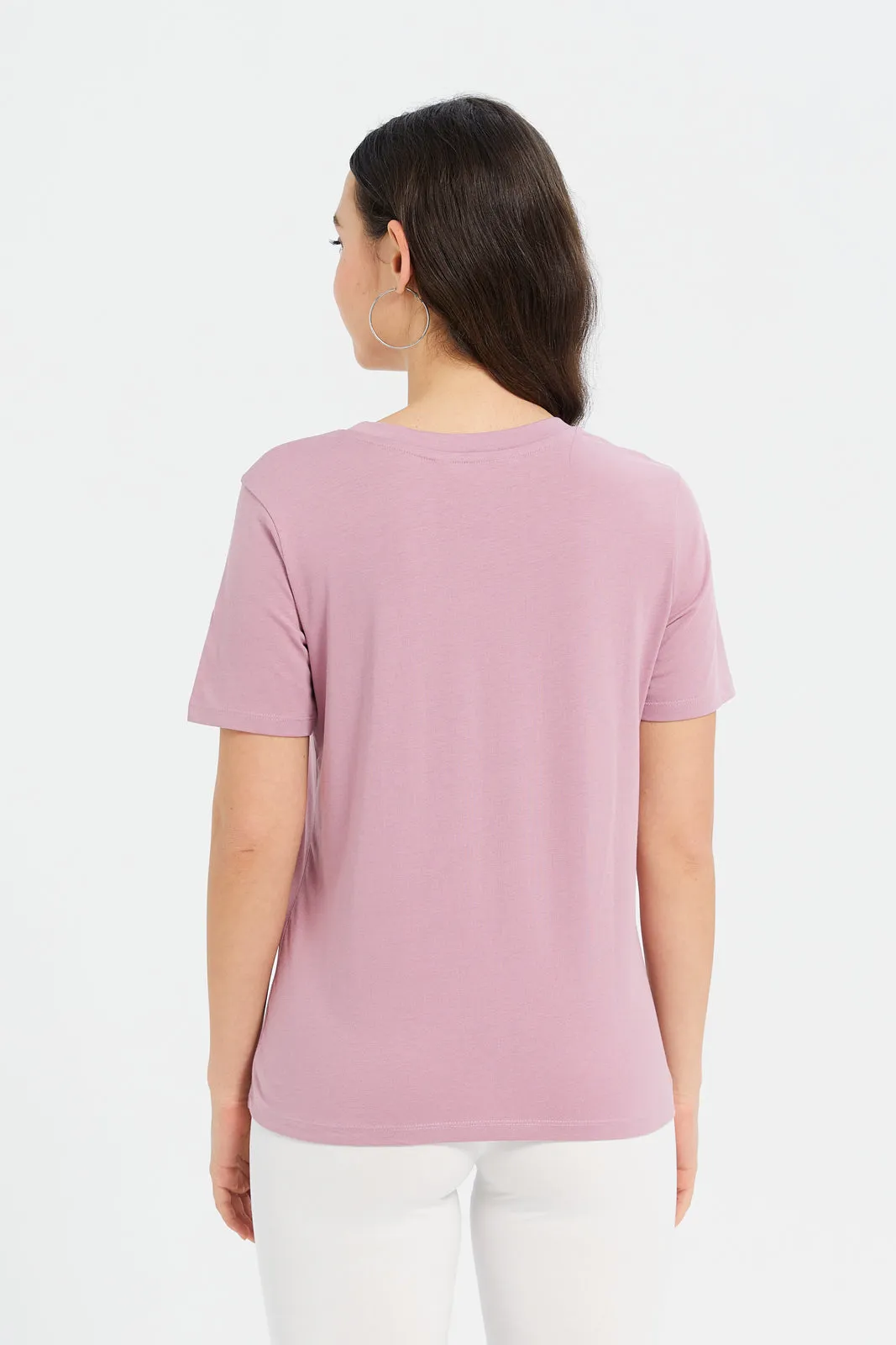 Women Pink Printed Embellished T-Shirt sold by Redtag product image thumbnail 3