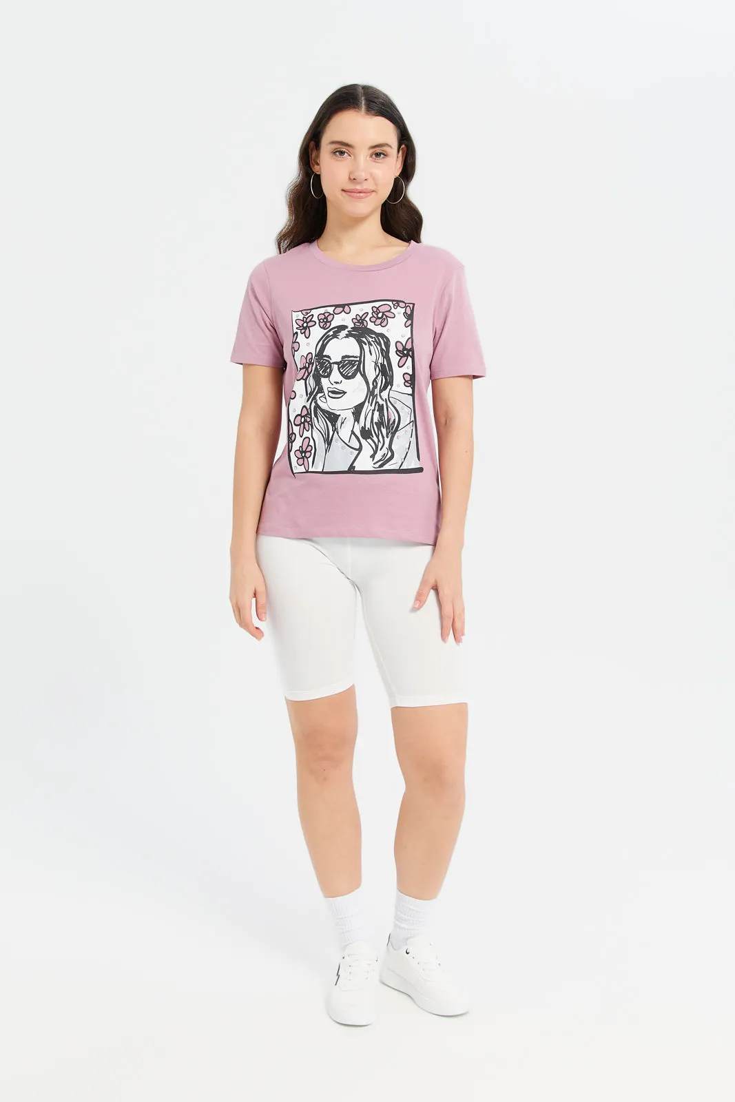 Women Pink Printed Embellished T-Shirt sold by Redtag product image thumbnail 2