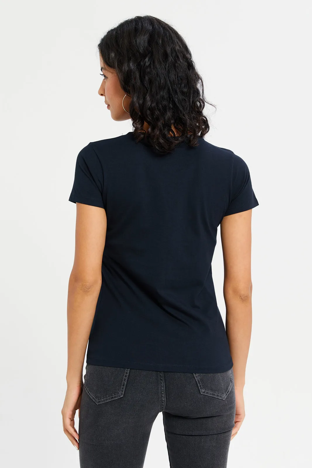 Women Black Deluxe Embellished T-Shirt sold by Redtag product image thumbnail 3