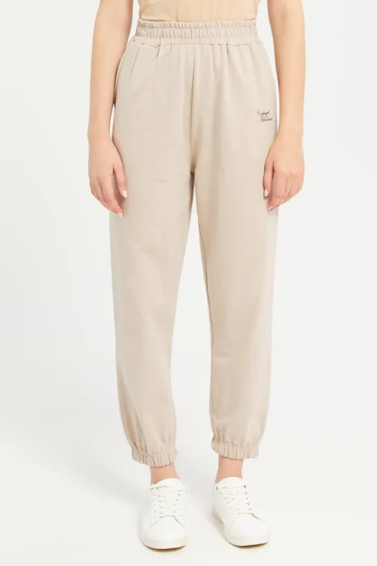 Women Beige Jogger Pants sold by Redtag