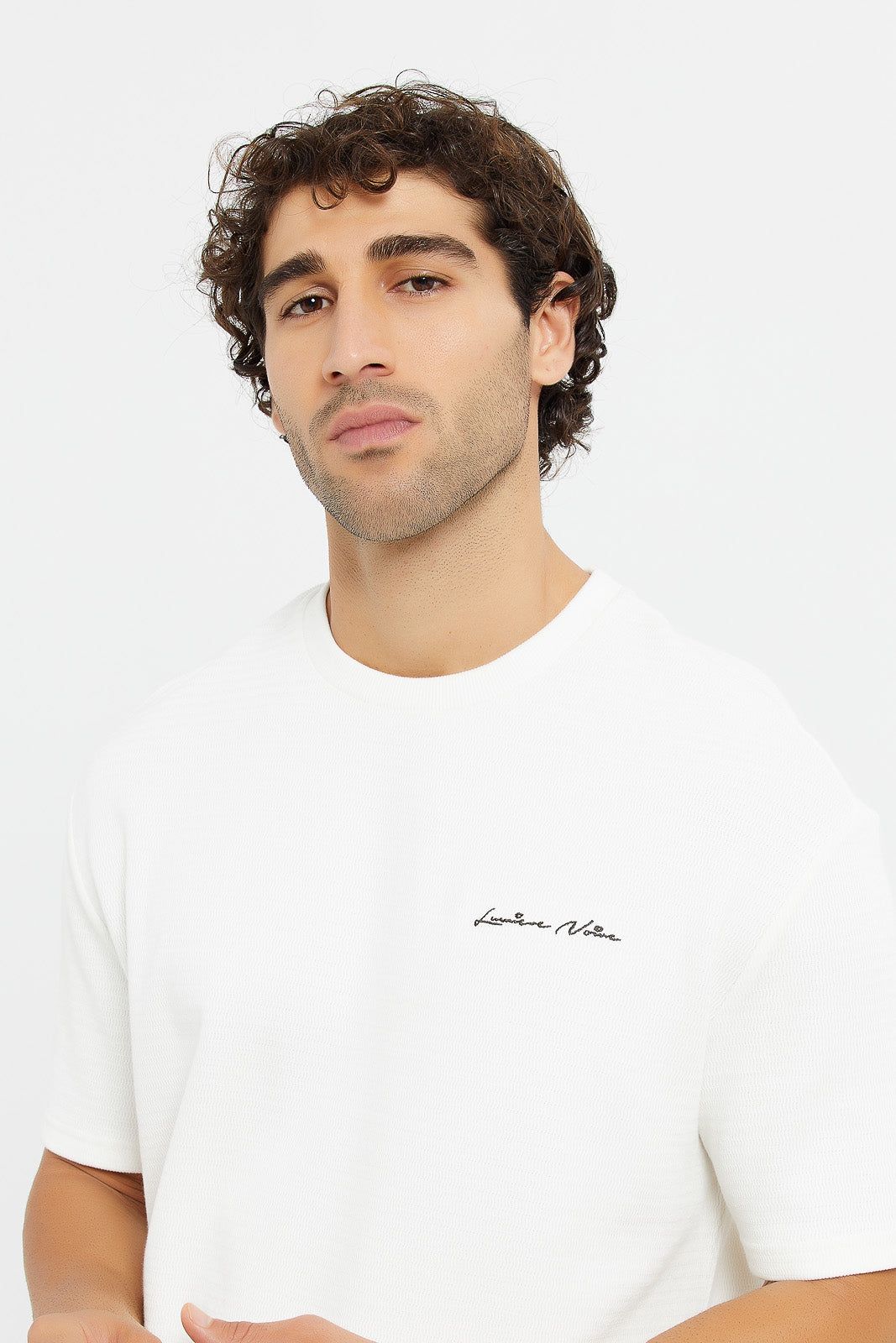 Men White Textured Fabric Lounge Shirt sold by Redtag product image thumbnail 4