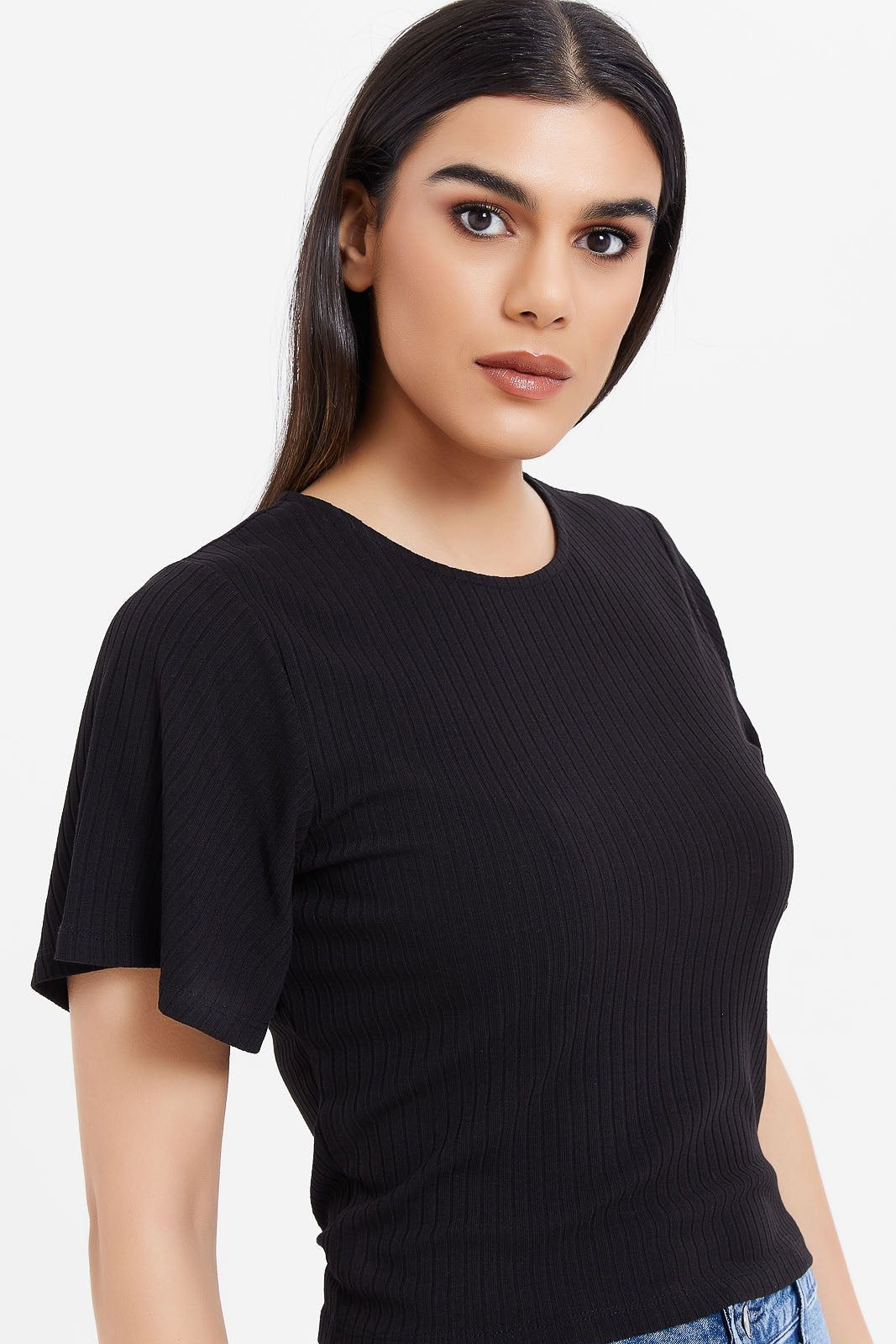 Women Black Ribbed Top sold by Redtag product image thumbnail 4