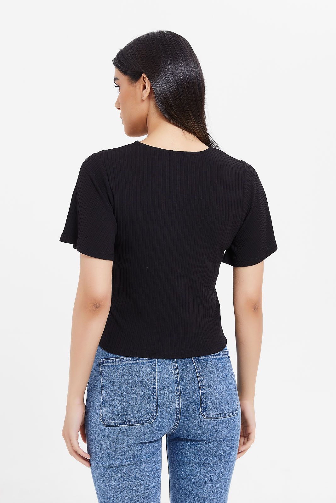 Women Black Ribbed Top sold by Redtag product image thumbnail 3