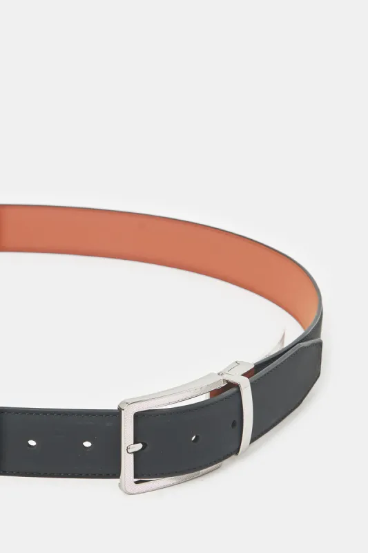 Men Black And Tan Belt With Twist Buckle sold by Redtag