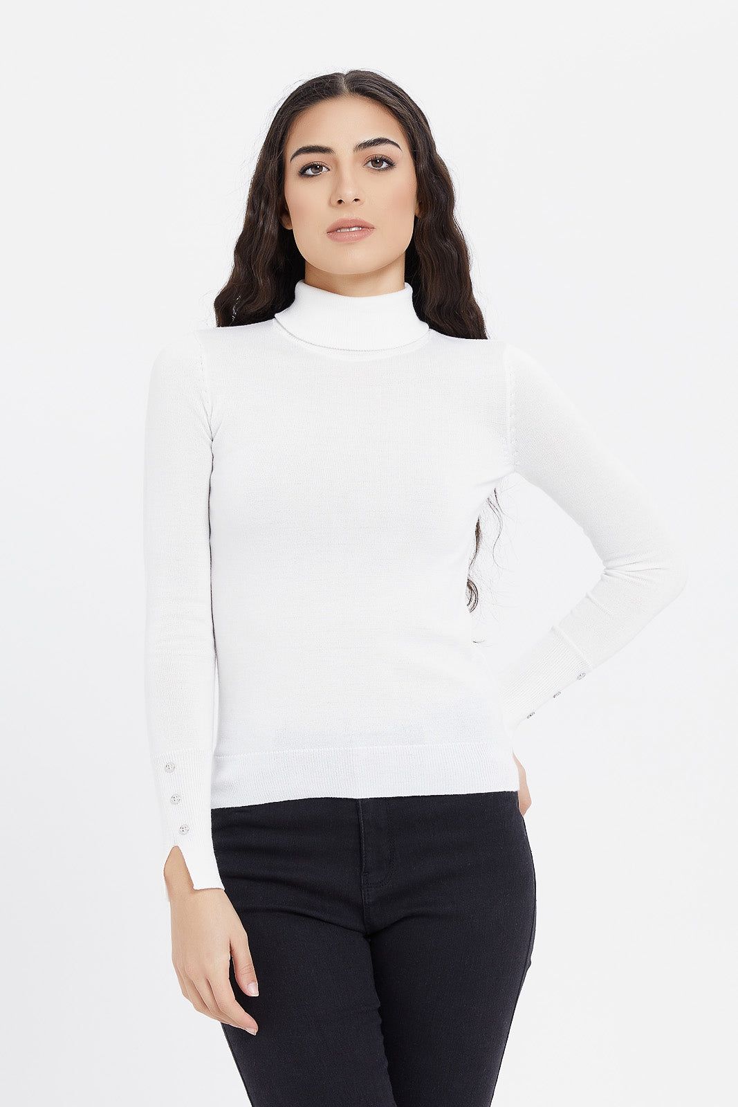 Women Ivory Turtle Neck Pullover sold by Redtag