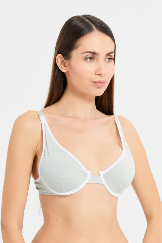 Women Green And Black Non-Padded Bra Set (Pack Of 2) sold by Redtag