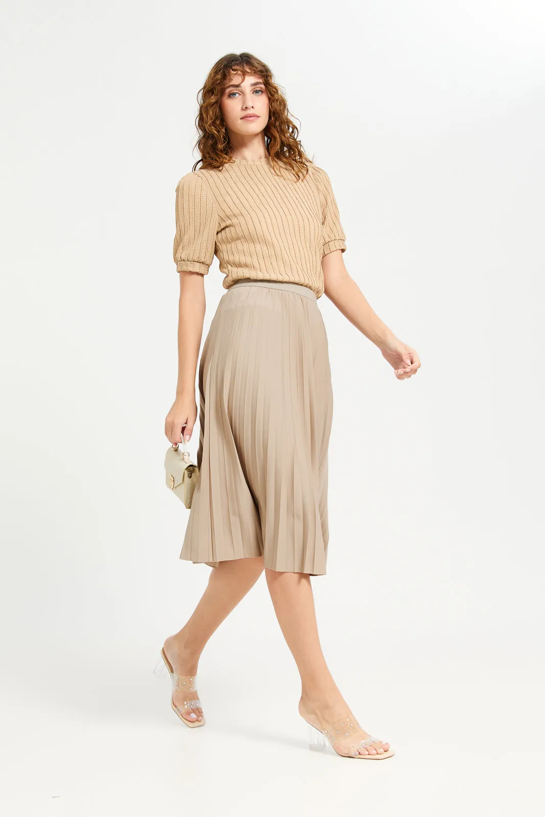 Women Brown Pleated Skirt sold by Redtag product image thumbnail 2