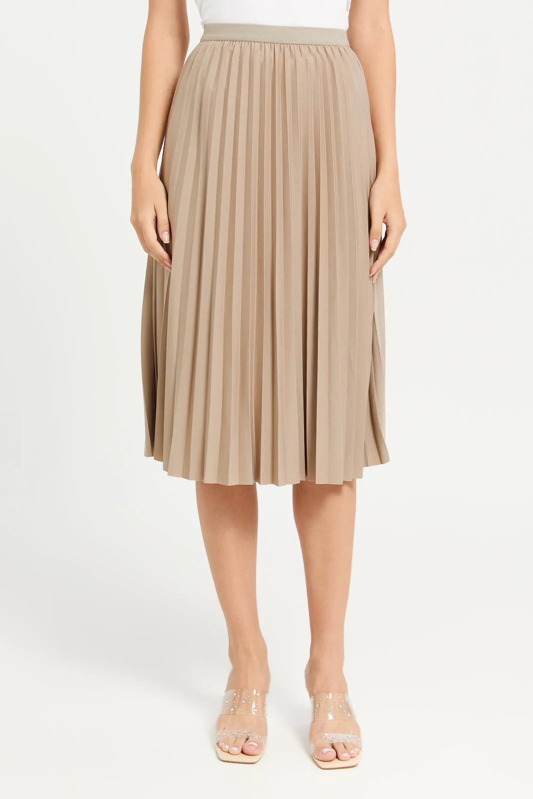 Women Brown Pleated Skirt sold by Redtag