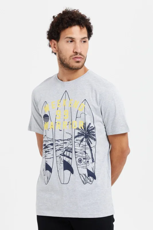 Men Grey Printed T-Shirt sold by Redtag