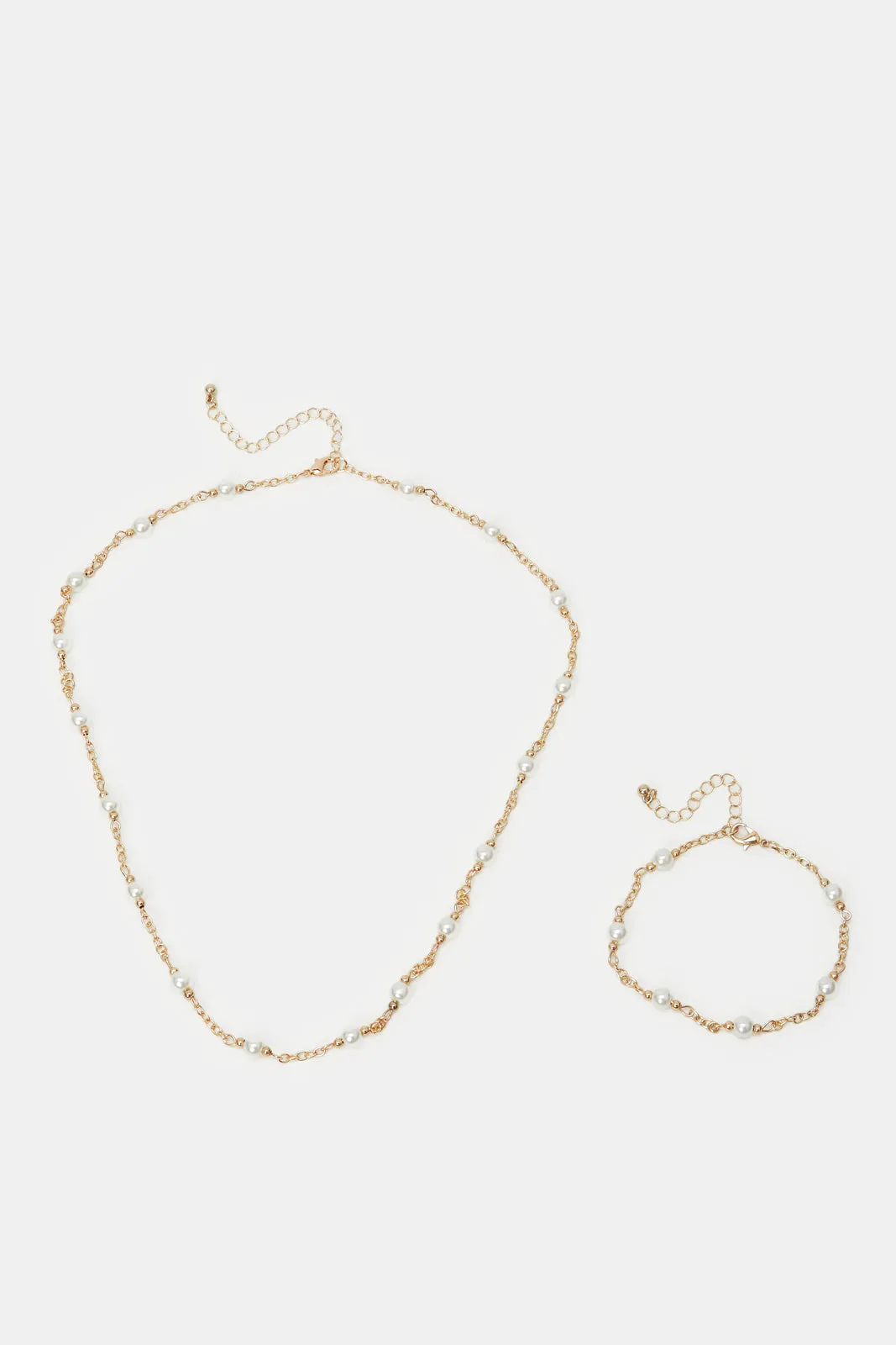 Women Gold Embellished Necklace And Bracelet Set (2 Piece) sold by Redtag